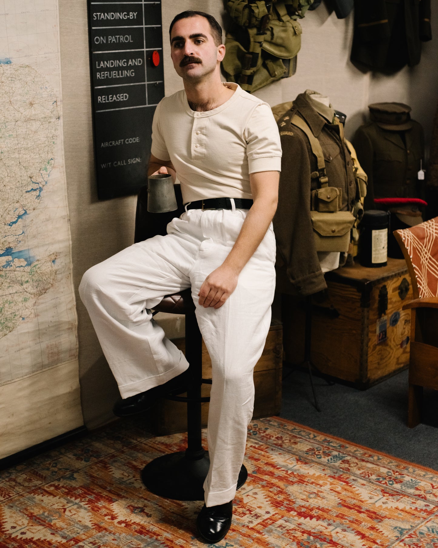 The Arkwright Henley Shirt in Ivory