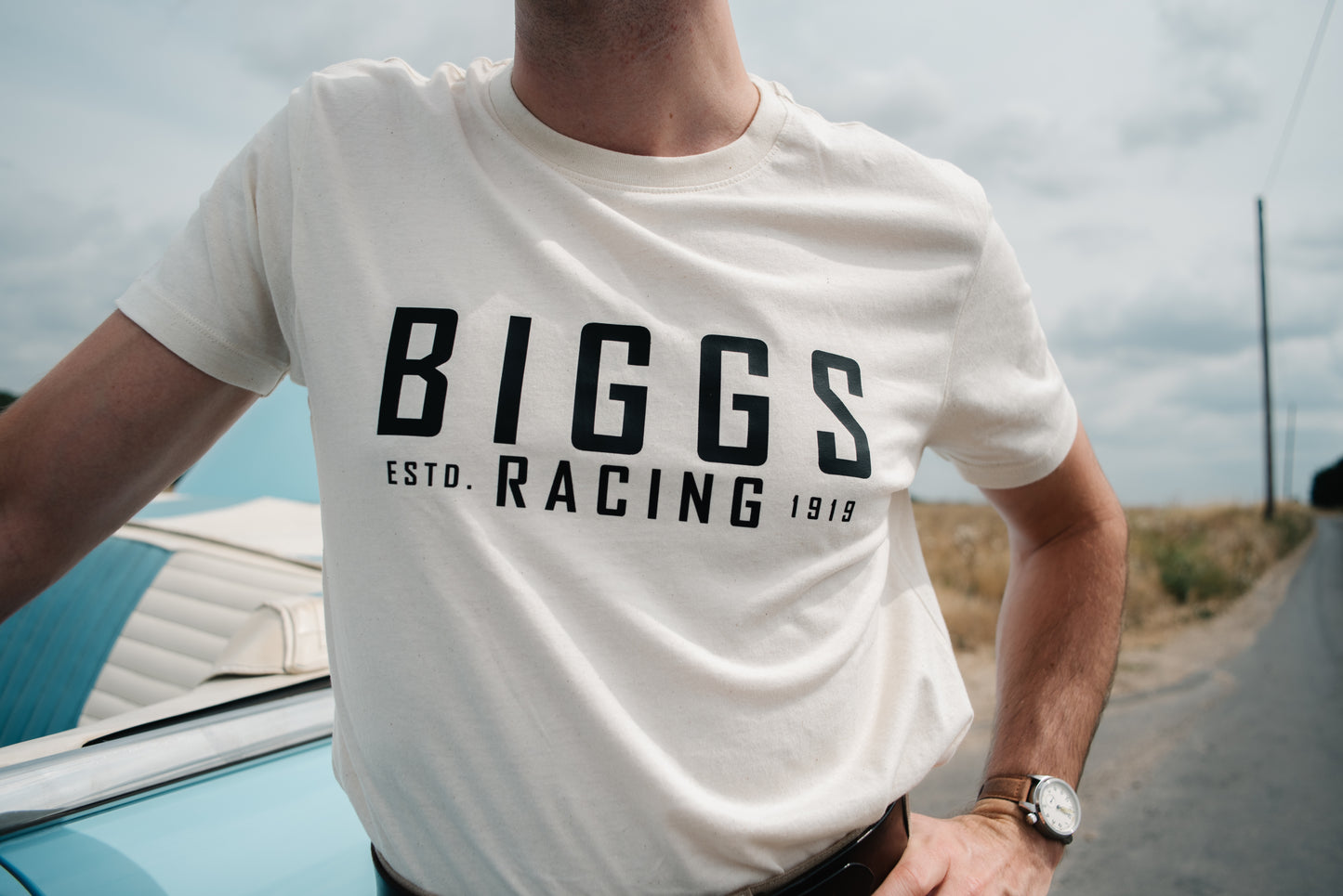 Biggs Racing T-Shirt in Cream