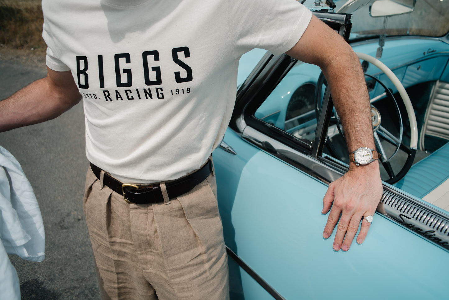 Biggs Racing T-Shirt in Cream