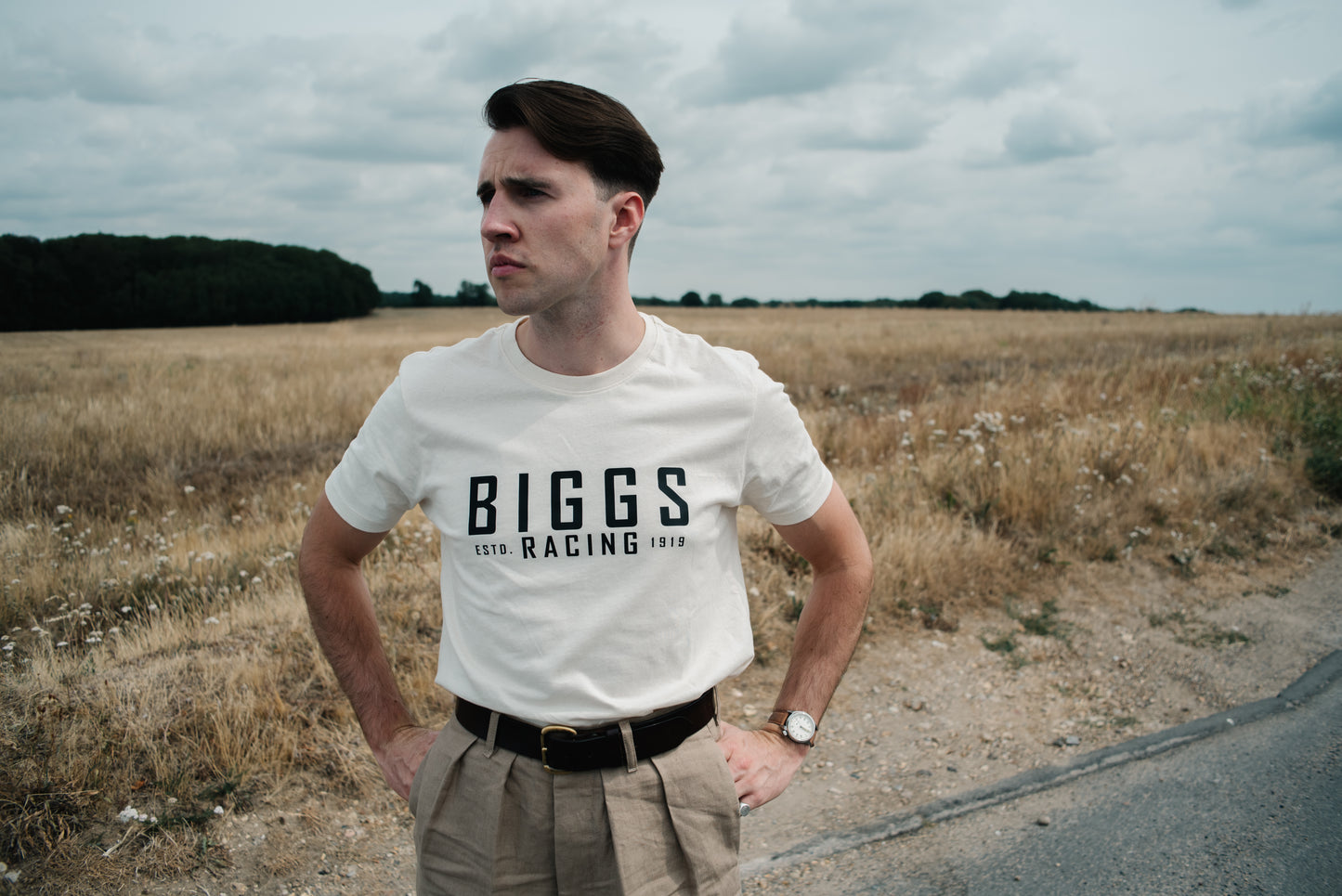 Biggs Racing T-Shirt in Cream