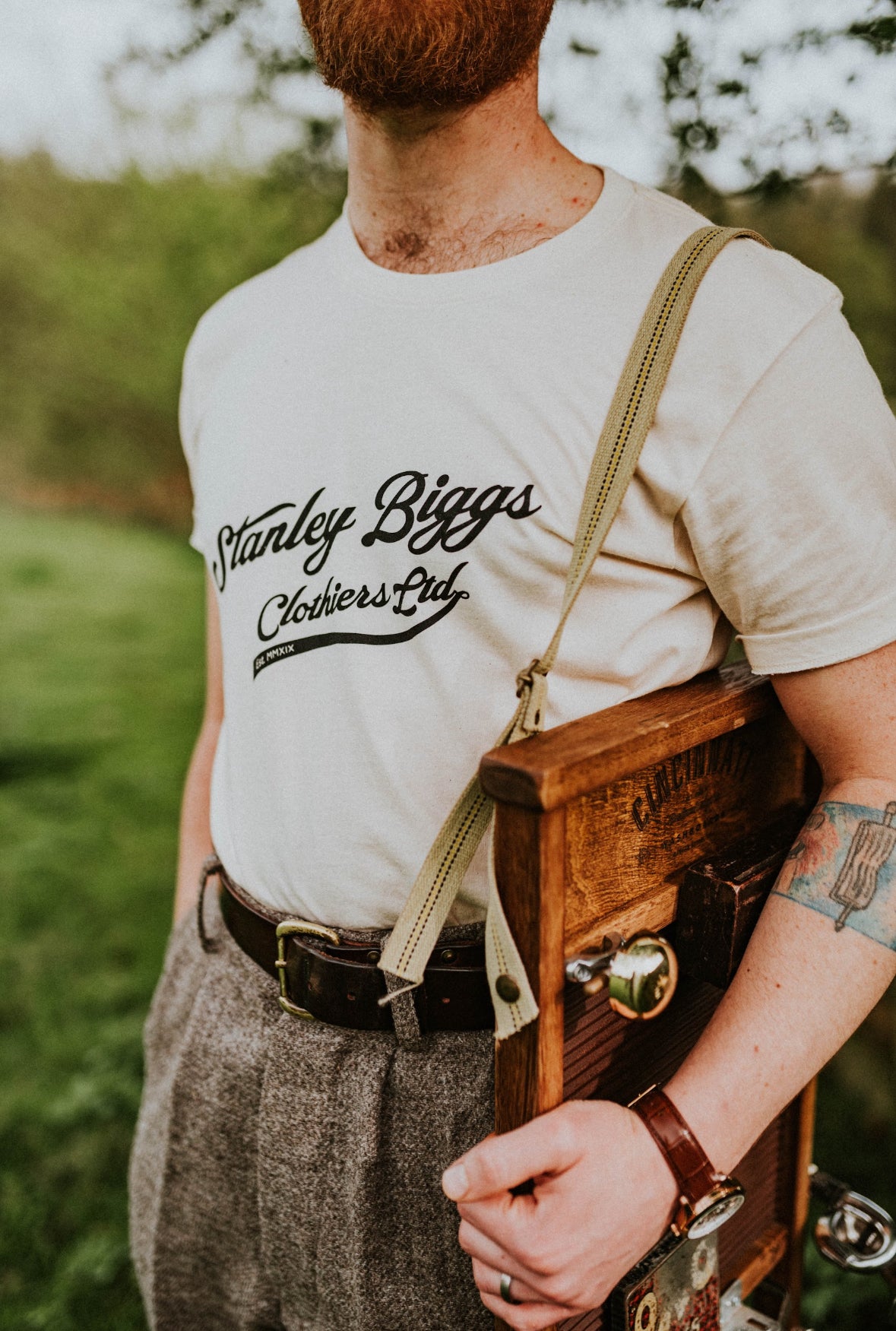 Biggs Script T-Shirt in Cream