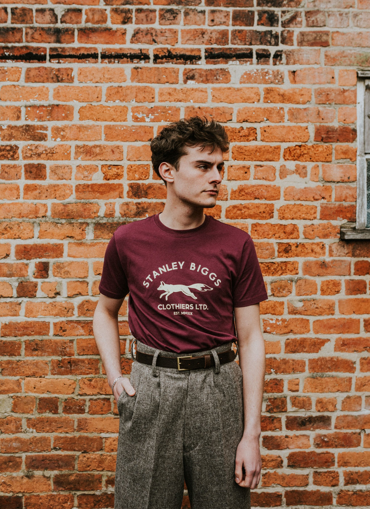 Biggs Fox T-Shirt in Maroon
