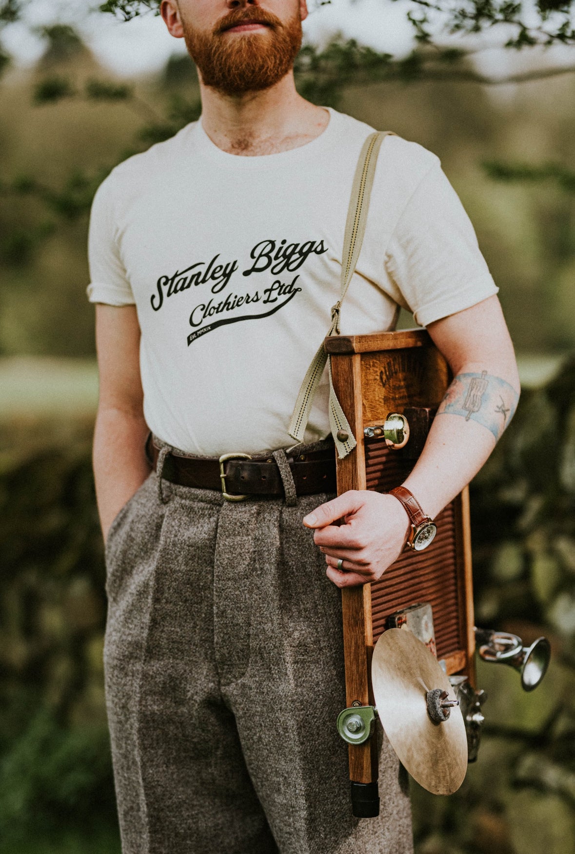 Biggs Script T-Shirt in Cream